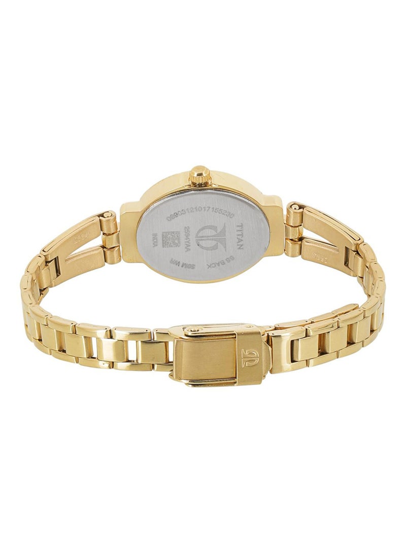 TITAN ساعة حزام ستانلس ستيل بقرص شامبانيا 2594YM01، ذهبية - Image 4