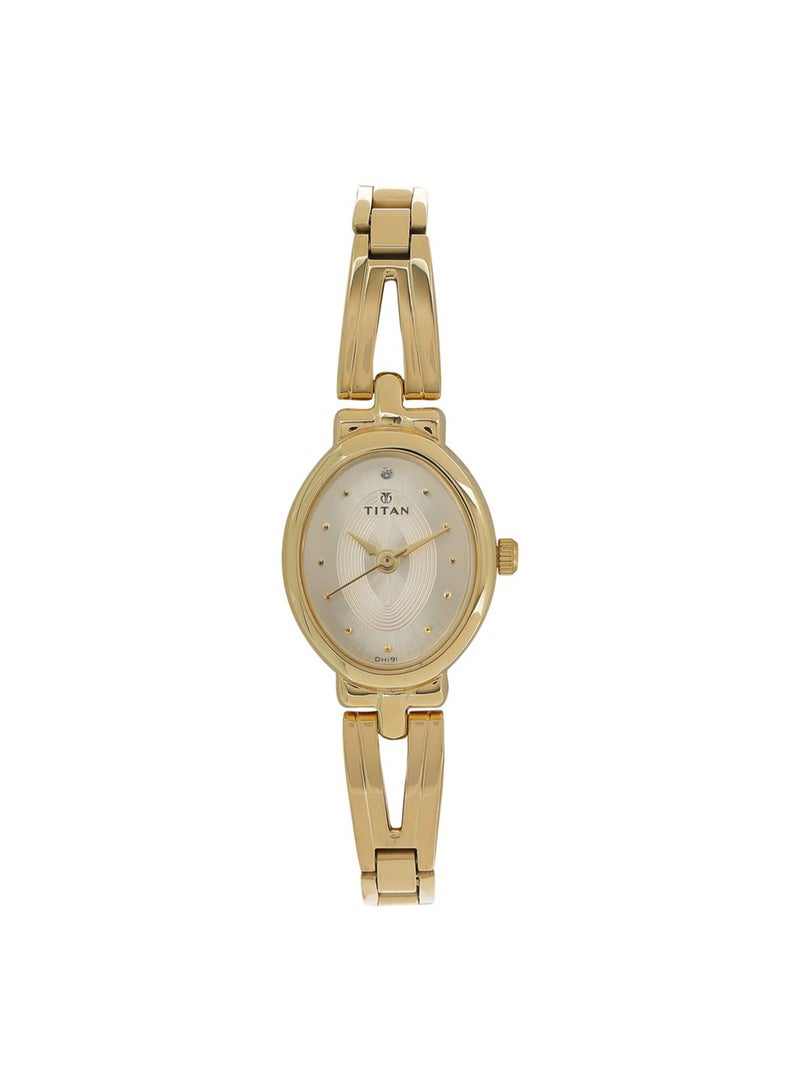 TITAN ساعة حزام ستانلس ستيل بقرص شامبانيا 2594YM01، ذهبية - Image 1