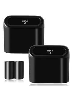 2Pcs Car Trash Can - Small Leakproof Trash Can - Car Front and Back Seat Organizer - Overhead Storage for Sleeping and Home - Waterproof Storage Box with Portable Lid Hanging for Office - In-Car Hanging Bin for Squeeze to Open Grip