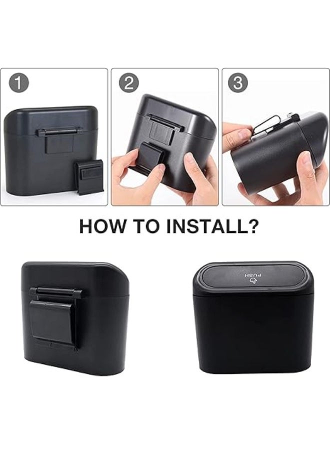 Generic - 2Pcs Car Trash Can - Small Leakproof Trash Can - Car Front and Back Seat Organizer - Overhead Storage for Sleeping and Home - Waterproof Storage Box with Portable Lid Hanging for Office - In-Car Hanging Bin for Squeeze to Open Grip - Image 1