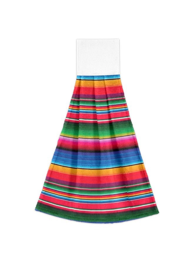 Boccsty Mexican Serape Hanging Kitchen Towels 2 Pieces Blanket Stripes Rainbow Dish Tie Towels Hand Towel Tea Bar Towels for Bathroom Farmhouse Housewarming Tabletop Home - Image 2