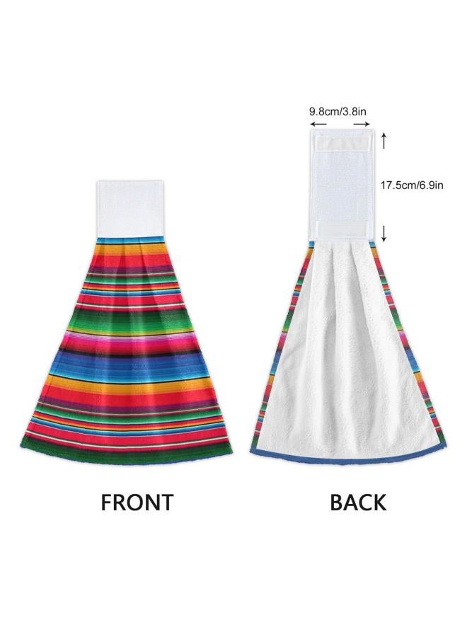 Boccsty Mexican Serape Hanging Kitchen Towels 2 Pieces Blanket Stripes Rainbow Dish Tie Towels Hand Towel Tea Bar Towels for Bathroom Farmhouse Housewarming Tabletop Home - Image 4