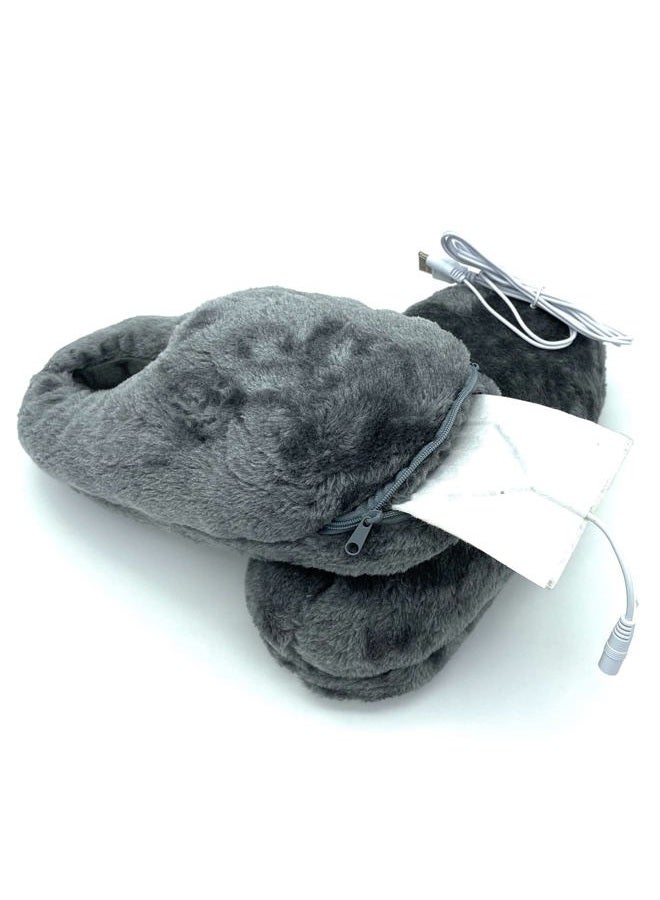SEITG USB Heated Shoe Electric Heating Slippers Foot Heaters - Can Unpick and Wash (Gray) - Image 3