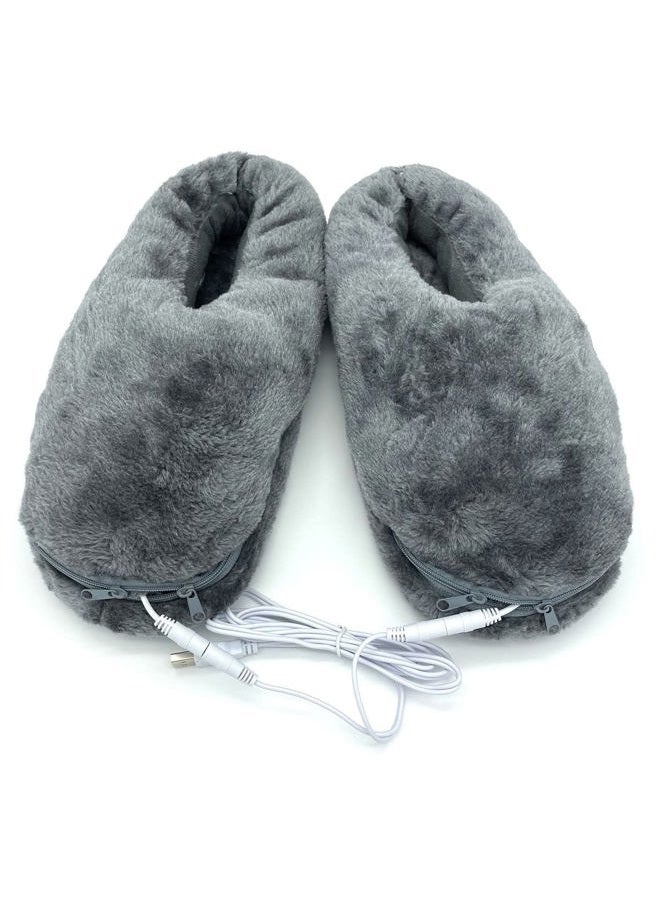 SEITG USB Heated Shoe Electric Heating Slippers Foot Heaters - Can Unpick and Wash (Gray) - Image 1