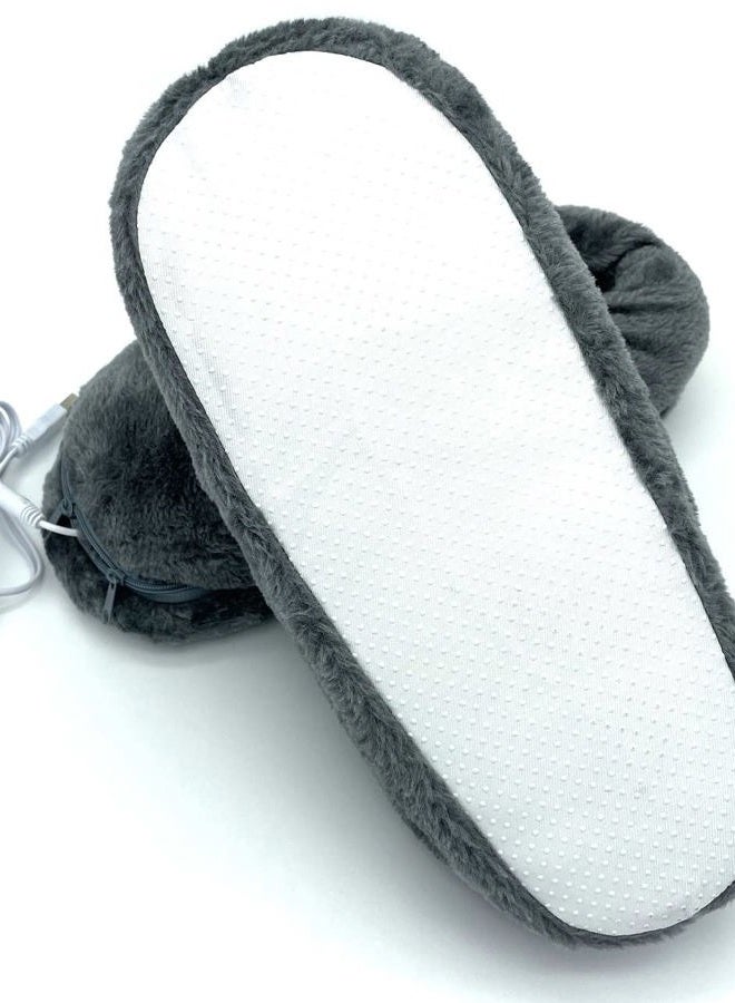 SEITG USB Heated Shoe Electric Heating Slippers Foot Heaters - Can Unpick and Wash (Gray) - Image 4