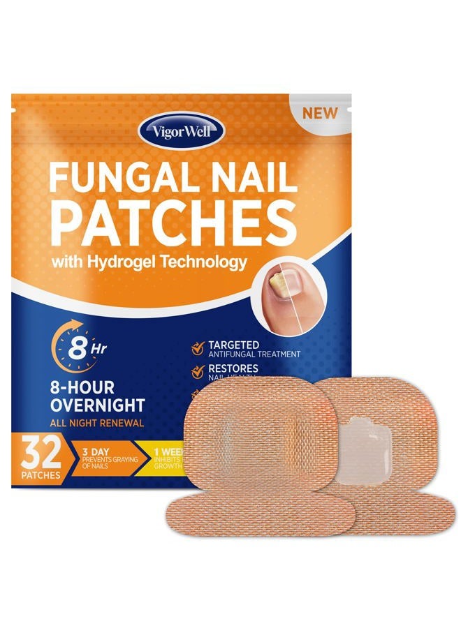 VigorWell Toenail Fungus Treatment Extra Strength - (Medium) 32 Nighttime Hydrogel Patches for Overnight Toenail Repair - Visible Results in 8 Hours - Fungal Nail Patches for Toenail Fungus Relief - Image 1