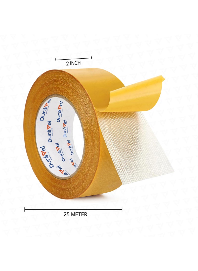 Duravel - Duravel Double Sided Carpet Tape, 2 inch x 25M Roll, Heavy Duty Fabric Tape for DIY Projects - Image 1