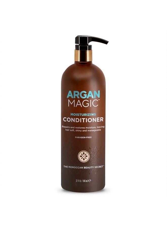 ARGAN MAGIC Moisturizing Conditioner - Detangle, Hydrate, and Repair Dry and Chemically-Damaged Hair Types | Nutrient-Rich | Made in the USA, Paraben Free, Cruelty Free (32 oz)  - Image 1