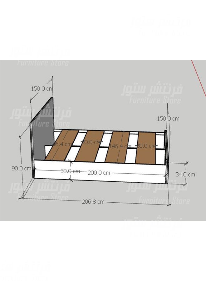 Mini room, a small modern room, consisting of a modern bed - 150 cm wide, a dresser with a glass frame and 2 nightstands, from Furniture Store. - Image 2