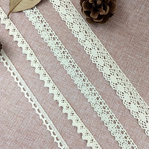 Zthread Cotton Ribbon Vintage Lace Trims Bridal Wedding Scalloped Edge Crochet Lace DIY Sewing Craft Supply 18 Yards Assorted (2 Yard Each) - Image 4