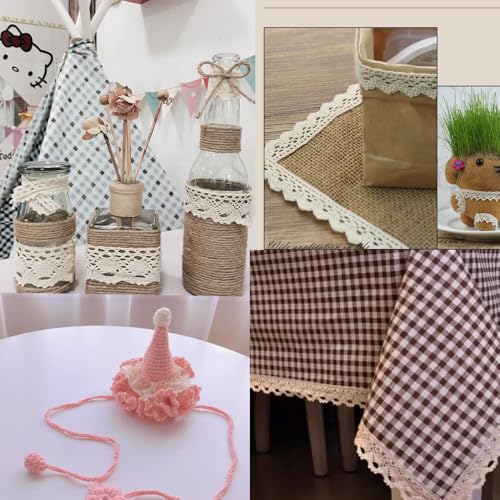Zthread Cotton Ribbon Vintage Lace Trims Bridal Wedding Scalloped Edge Crochet Lace DIY Sewing Craft Supply 18 Yards Assorted (2 Yard Each) - Image 5