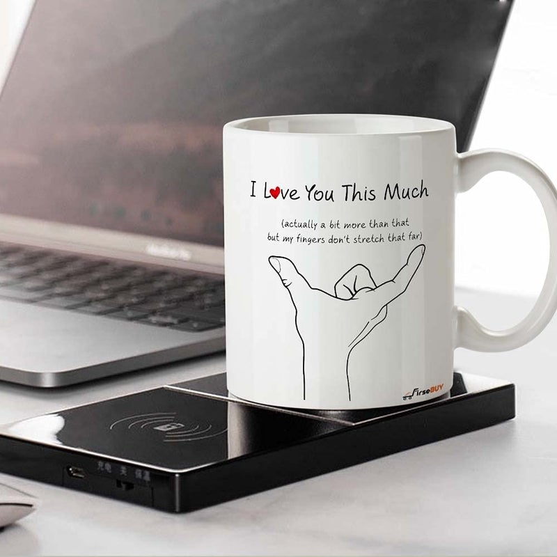 FirseBUY Romantic Quotes I Love You This Much Funny Printed Ceramic Coffee Mug Gift for Loved Ones 11 Oz - Image 3