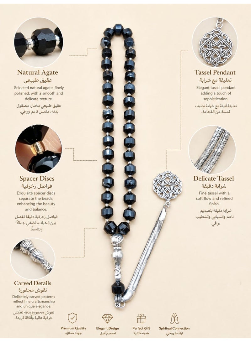 MAJOOD 33 Natural Agate Prayer Beads/Tasbih/10MM - Image 2