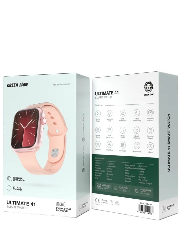 GREEN LION Ultimate 41 Smart Watch 1.75Inch IPS Display Full-Touch / Gesture Operation / Always on Display / Bluetooth Call / Music control / Blood Oxygen / Blood Pressure / Heart Rate / Multiple Games - Pink - Image 2