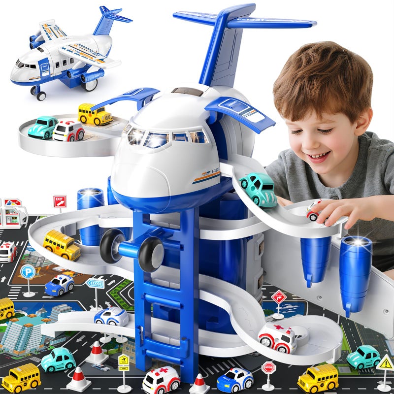 MSKOLER Airplane Toys for Toddlers 24  Boy Toy Car Race Tracks for Kids Ages 35 with 8 Small Car Toys Toddlers Educational Toy Birthday Gifts for Boys 35 - Image 3