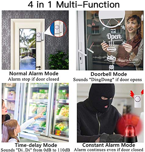 WSDCAM Wireless Home Security Alarm - 4-in-1 Magnetic Door & Window Alarm, 10 Pack, 110 dB Loud, Close Door Reminder - Image 3