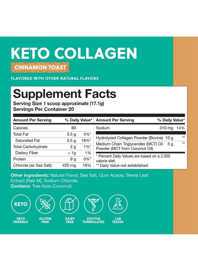 Perfect Keto - Collagen Protein Powder With Mct Oil Grassfed Gf Multi Supplement Best For Ketogenic Diets Use As Keto Creamer In Coffee And Shakes For Women & Men (Cinnamon Toast) - Image 1