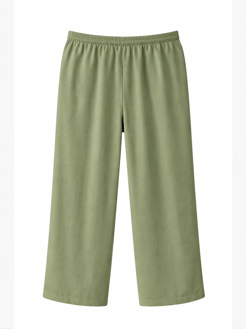Mixray Khaki Green MIXRAY Basic Wide Leg Pants for Women | Best Price UAE