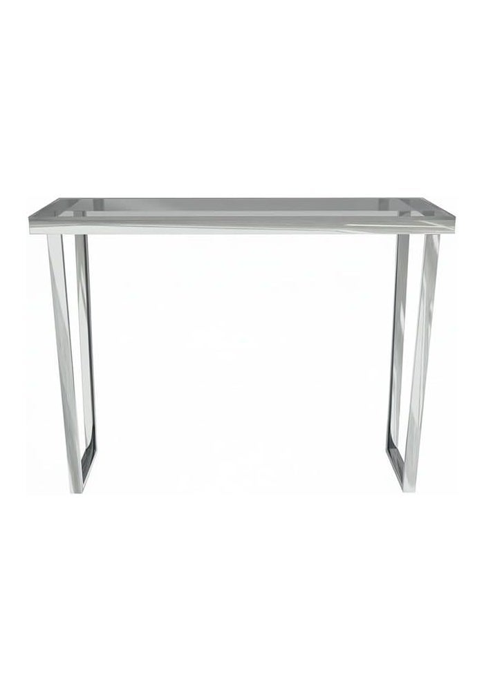 AL Hadaya Mall Rectangular Entrance Table with Glass Top - Stainless Steel - 120x40x90 cm - Silver - Image 2