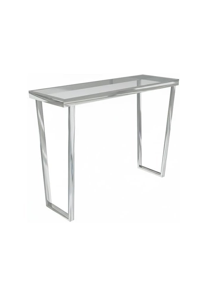 AL Hadaya Mall Rectangular Entrance Table with Glass Top - Stainless Steel - 120x40x90 cm - Silver - Image 3