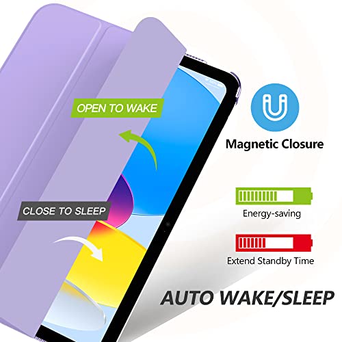 MoKo for iPad (A16) 11th Generation Case 11 Inch 2025, iPad 10th Generation Case 10.9 Inch 2022, Slim Stand Hard PC Translucent Back Shell Smart Cover, Support Touch ID, Auto Wake/Sleep,Lilac Purple - Image 4