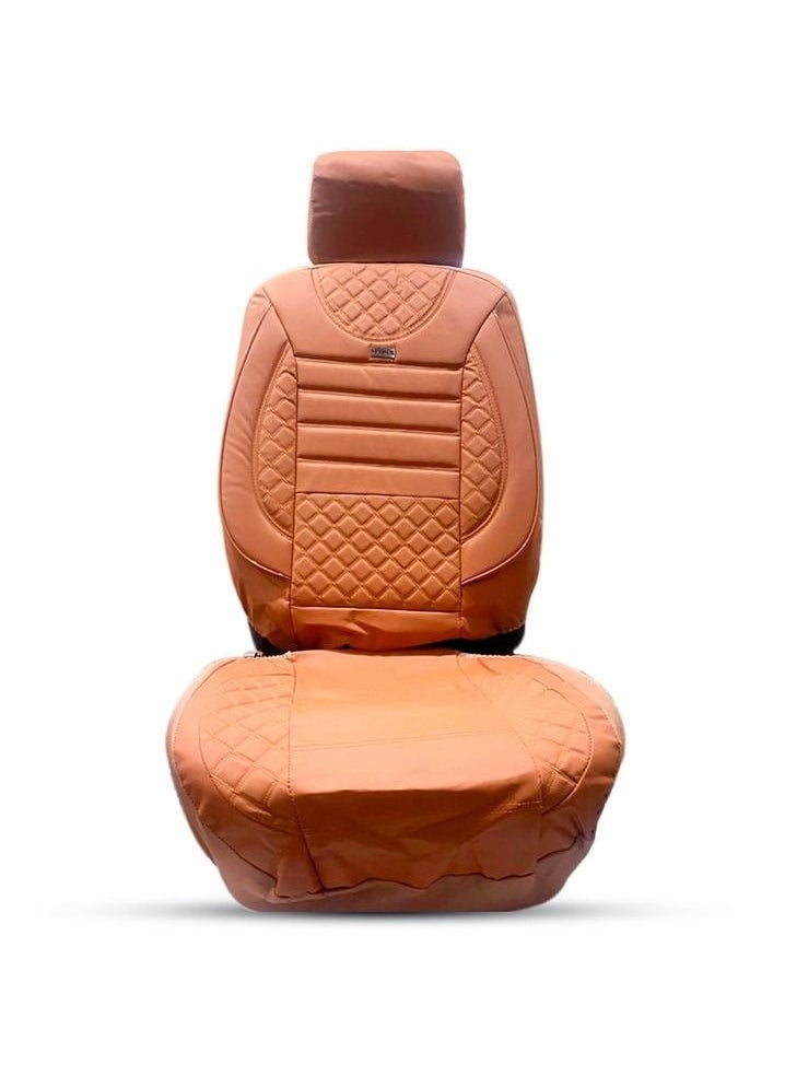 SPIDER - Universal Seat Cover Cushion For Front Back Seat and Head Rest 11 Pcs Set, HighQuality Rexine Premium Version, Brown With Stripes Design - Image 1