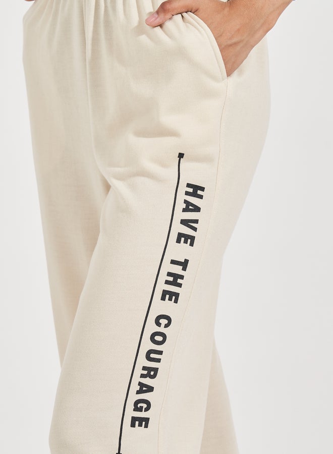 Styli Slogan Print High Rise Wide Leg Joggers  - Image 3
