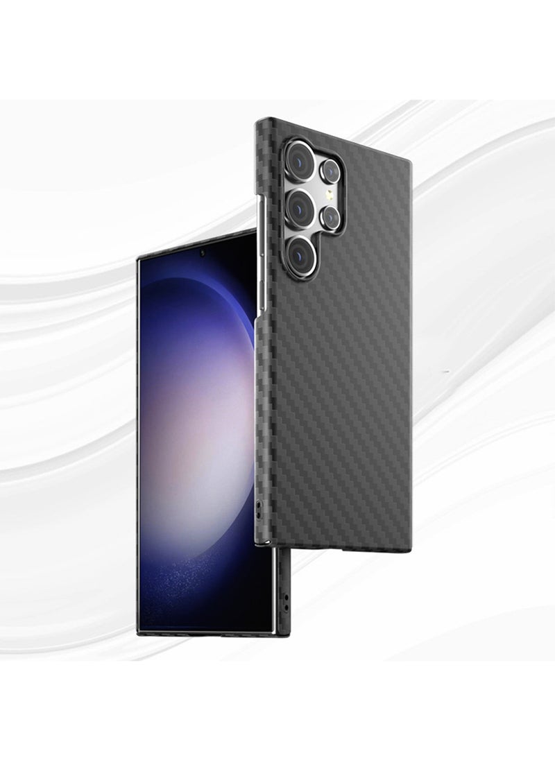 Aookay - Suitable for Samsung S25 Ultra Phone Case with Carbon Fiber Pattern, Ultra-thin Skin Feel, PC Contrasting Color, Galaxy S25 Ultra Protective Case (Black) - Image 1
