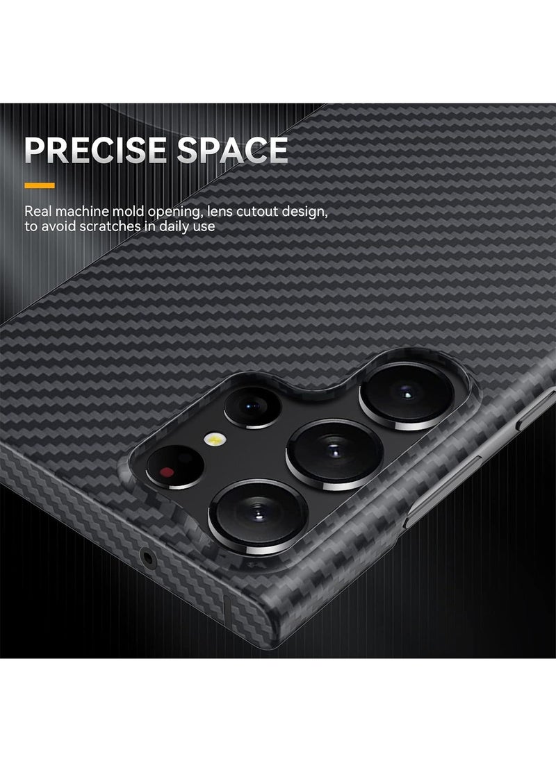 Aookay - Suitable for Samsung S25 Ultra Phone Case with Carbon Fiber Pattern, Ultra-thin Skin Feel, PC Contrasting Color, Galaxy S25 Ultra Protective Case (Black) - Image 1