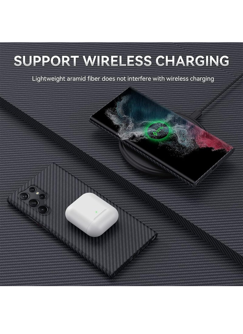 Aookay - Suitable for Samsung S25 Ultra Phone Case with Carbon Fiber Pattern, Ultra-thin Skin Feel, PC Contrasting Color, Galaxy S25 Ultra Protective Case (Black) - Image 1