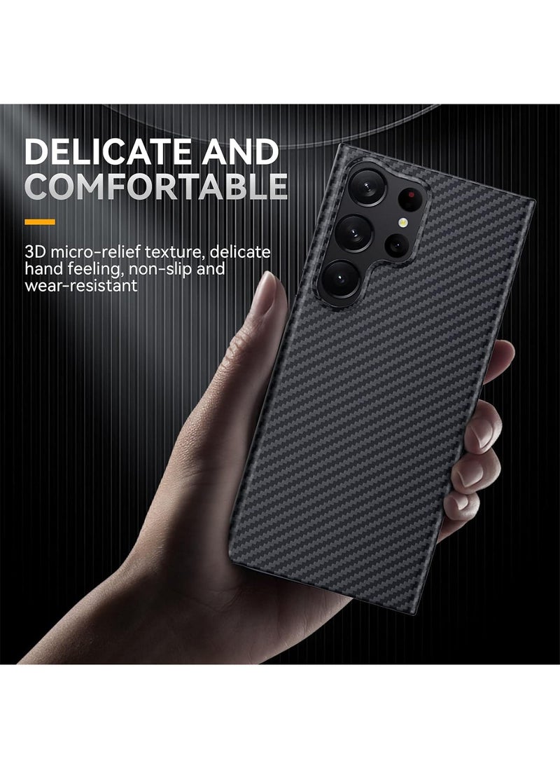 Aookay - Suitable for Samsung S25 Ultra Phone Case with Carbon Fiber Pattern, Ultra-thin Skin Feel, PC Contrasting Color, Galaxy S25 Ultra Protective Case (Black) - Image 1