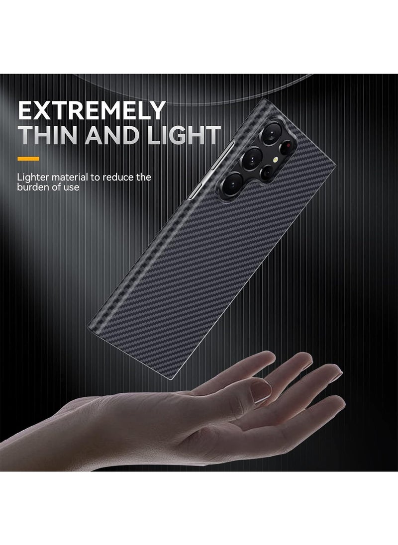 Aookay - Suitable for Samsung S25 Ultra Phone Case with Carbon Fiber Pattern, Ultra-thin Skin Feel, PC Contrasting Color, Galaxy S25 Ultra Protective Case (Black) - Image 1