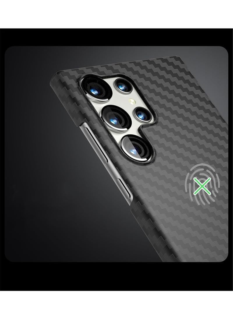 Aookay - Suitable for Samsung S25 Ultra Phone Case with Carbon Fiber Pattern, Ultra-thin Skin Feel, PC Contrasting Color, Galaxy S25 Ultra Protective Case (Black) - Image 1