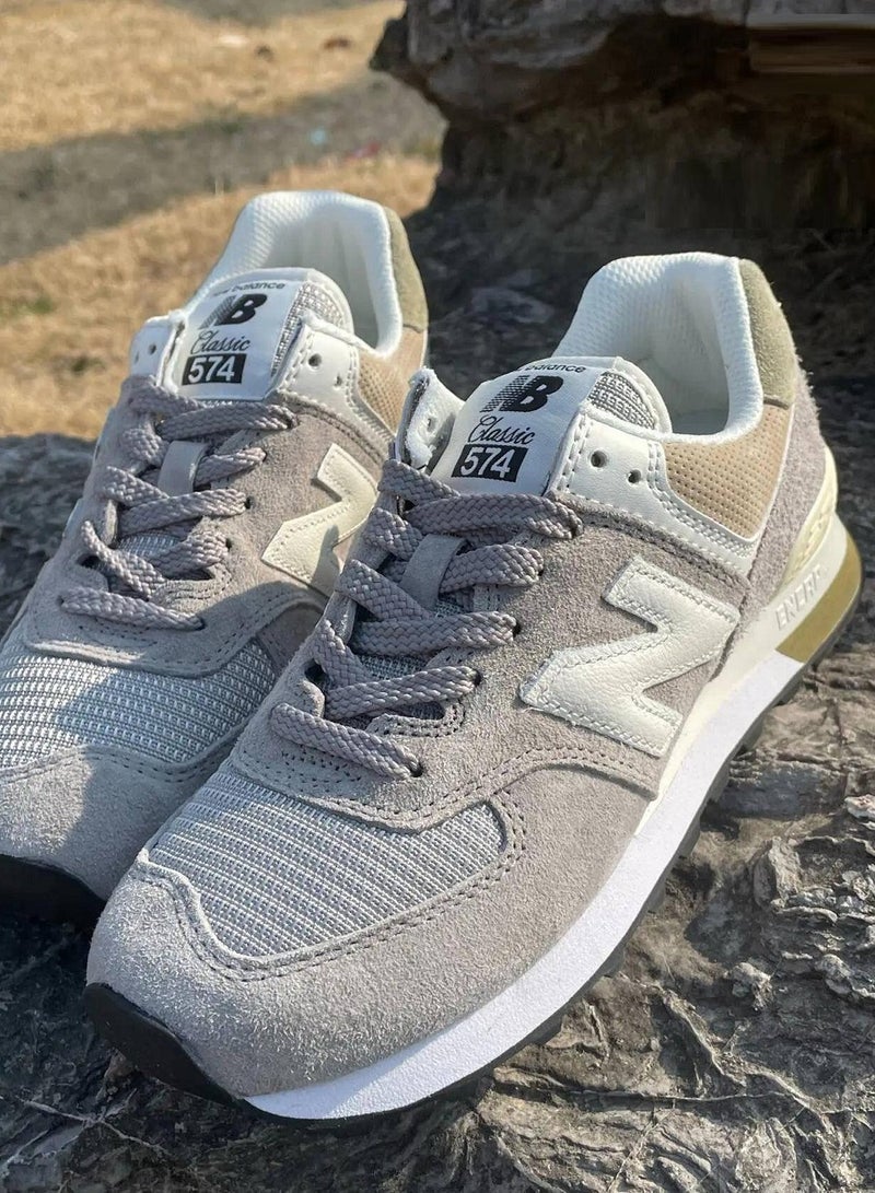 New Balance 574 Low Top Colorblock Sneakers Light Gray/White  - Image 5