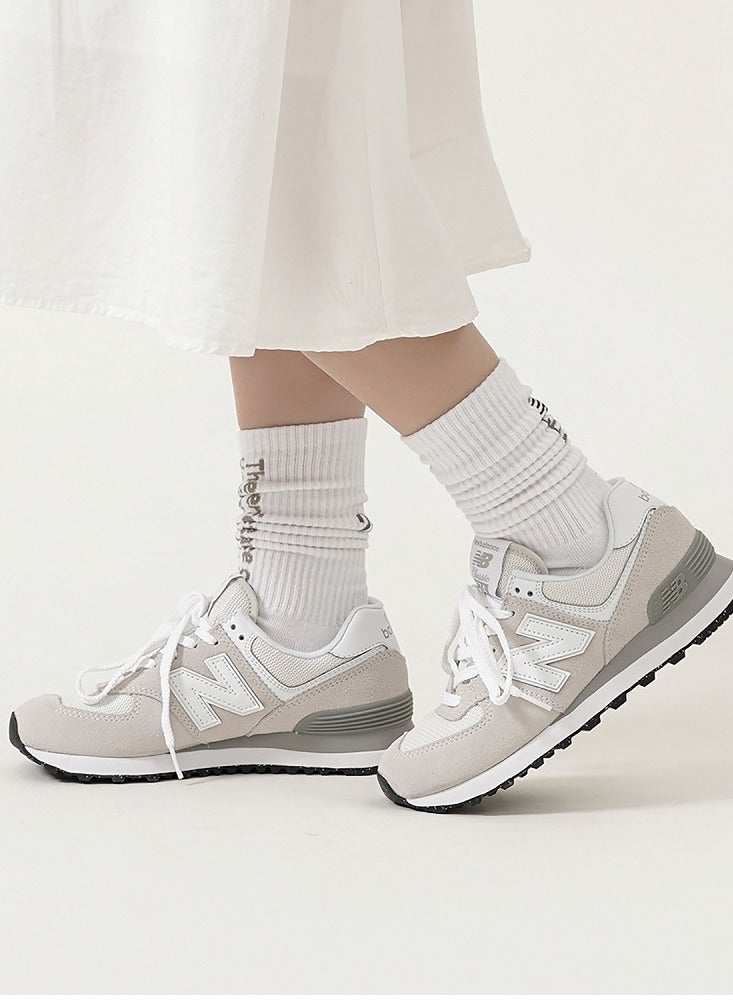 New Balance 574 Low Top Colorblock Sneakers Light Gray/White  - Image 4