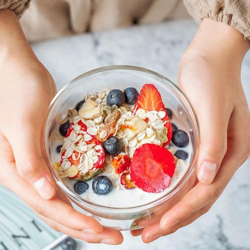 we3 Glass Cereal Bowl 300 ml Set of 2 | Clear Serving Salad Mixing Bowls | Microwave Freezer Safe | 10 cm Mouth - Image 5