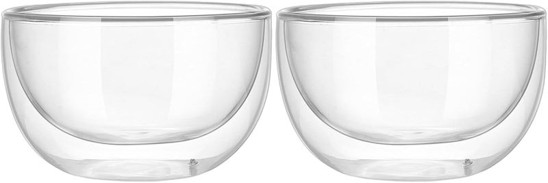 we3 Glass Cereal Bowl 300 ml Set of 2 | Clear Serving Salad Mixing Bowls | Microwave Freezer Safe | 10 cm Mouth - Image 1