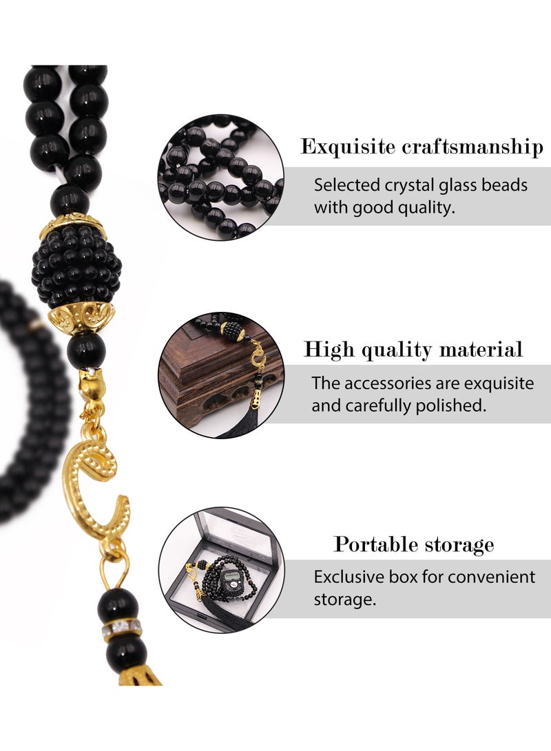 Rscy Tasbeeh Digital Gift set Prayer 99 beads Ring Style Hand Tally Counter Tasbeeh Finger Counter Black  - Image 2