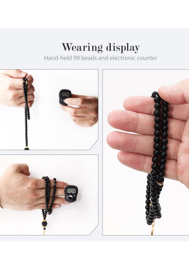 Rscy Tasbeeh Digital Gift set Prayer 99 beads Ring Style Hand Tally Counter Tasbeeh Finger Counter Black  - Image 5