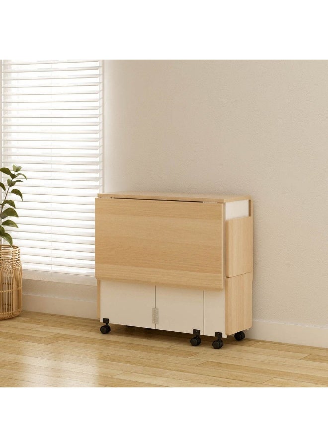 DANUBE HOME طاولة طعام قابلة للطي الجزائر 1+4 مجموعة طاولة طعام لـ 4 أشخاص توفير المساحة طاولة طعام لمطبخ غرفة الطعام غرفة المعيشة مطعم - أبيض / بلوط - Image 1