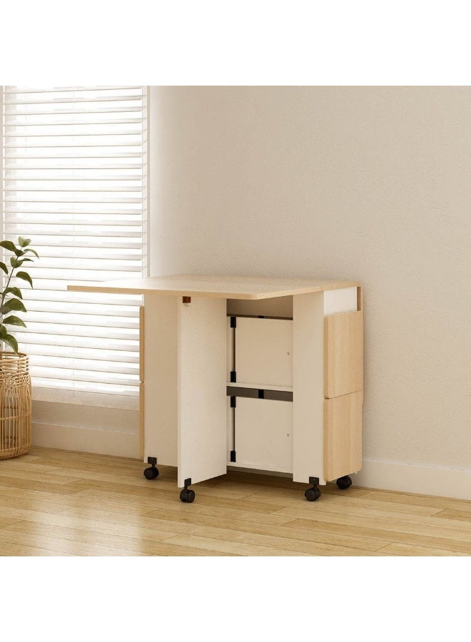 DANUBE HOME طاولة طعام قابلة للطي الجزائر 1+4 مجموعة طاولة طعام لـ 4 أشخاص توفير المساحة طاولة طعام لمطبخ غرفة الطعام غرفة المعيشة مطعم - أبيض / بلوط - Image 4