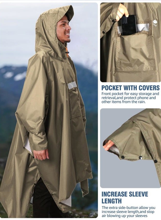 Anyoo Hooded Rain Poncho for Adults with Pocket, Waterproof Lightweight Rain Coats for Men Women Reusable Rain Jacket for Emergency Camping Outdoor Activities - Image 2