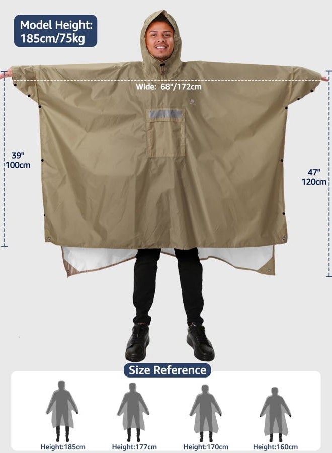 Anyoo Hooded Rain Poncho for Adults with Pocket, Waterproof Lightweight Rain Coats for Men Women Reusable Rain Jacket for Emergency Camping Outdoor Activities - Image 3