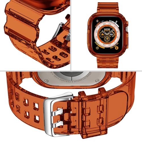 DABAOZA Compatible for Clear Apple Watch Ultra 3 2 Band with Bumper Case 49mm, Women Men Glitter Bling TPU Sport Strap for iWatch SE Ultra 3 2 Series 11 10 9 8 7 6 5 4 3 2 1（ClearBrown,49） - Image 3