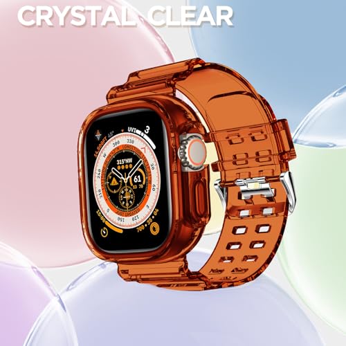 DABAOZA Compatible for Clear Apple Watch Ultra 3 2 Band with Bumper Case 49mm, Women Men Glitter Bling TPU Sport Strap for iWatch SE Ultra 3 2 Series 11 10 9 8 7 6 5 4 3 2 1（ClearBrown,49） - Image 4