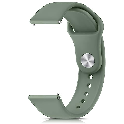 Tobfit Silicone 22Mm Watch Band Strap With Rust Free Button Compatible With Noise Colorfit Ultra/Ultra 2,Vision,Caliber,Pro 3 (Watch Not Included),Soft Smartwatch Straps For Men & Women (Olive Green) - Image 1
