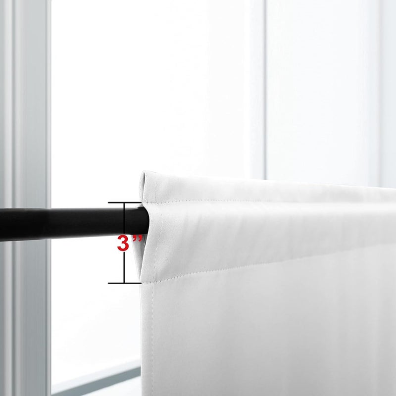 KOUFALL White Curtains for Small Bathroom Window 50% Blackout Short Curtains for Bedroom 24 x 30 Inch Length - Image 3