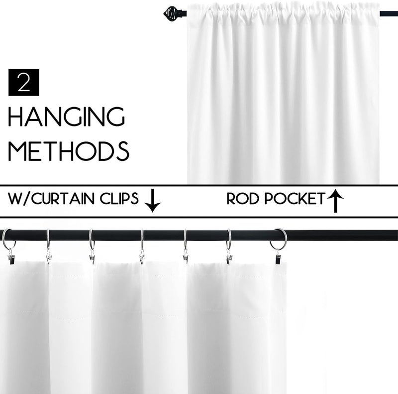 KOUFALL White Curtains for Small Bathroom Window 50% Blackout Short Curtains for Bedroom 24 x 30 Inch Length - Image 2