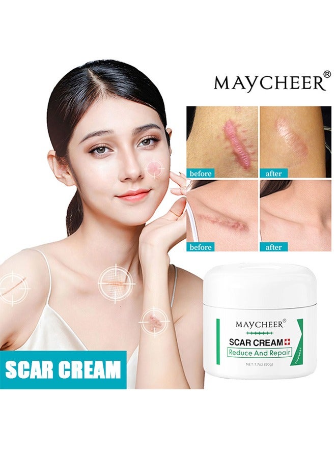 MAYCHEER Scar Cream -  50g Advanced Scar Gel Soften and Flattens Scars Resulting from Surgery Injury Burns Natural Scar Treatment for Face & Body - Image 1