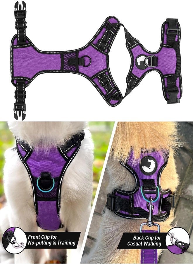 Joytale No Pull Dog Harness for Large Dogs, Reflective Pet Vest with Front Clip, Adjustable Soft Padded Harnesses with Easy Control Handle for Training and Walking, Purple, L - Image 2